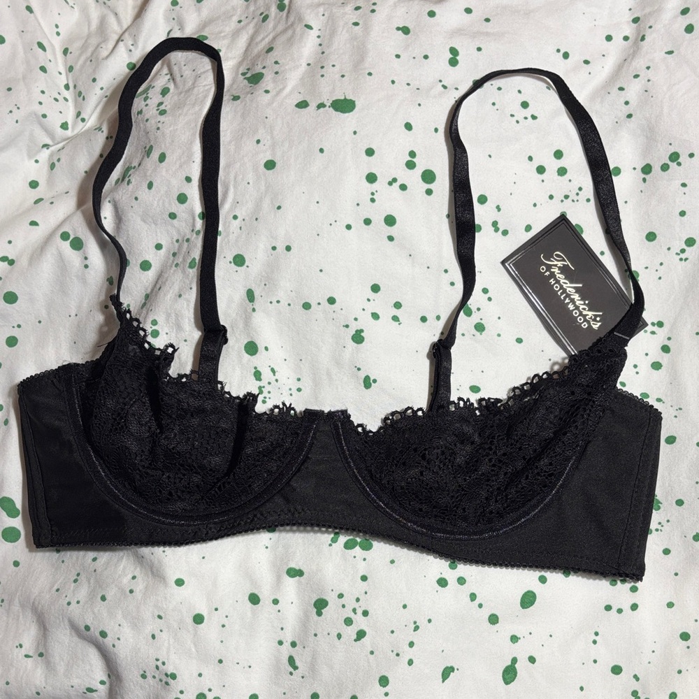 Frederick's of Hollywood Allegra Black Lace Underwire Bra Half Cup Bra
